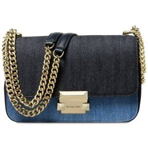 Michael Kors Sloan Blue Denim Crossbody Shoulder Bag Purse Gold Chain Retro Y2K